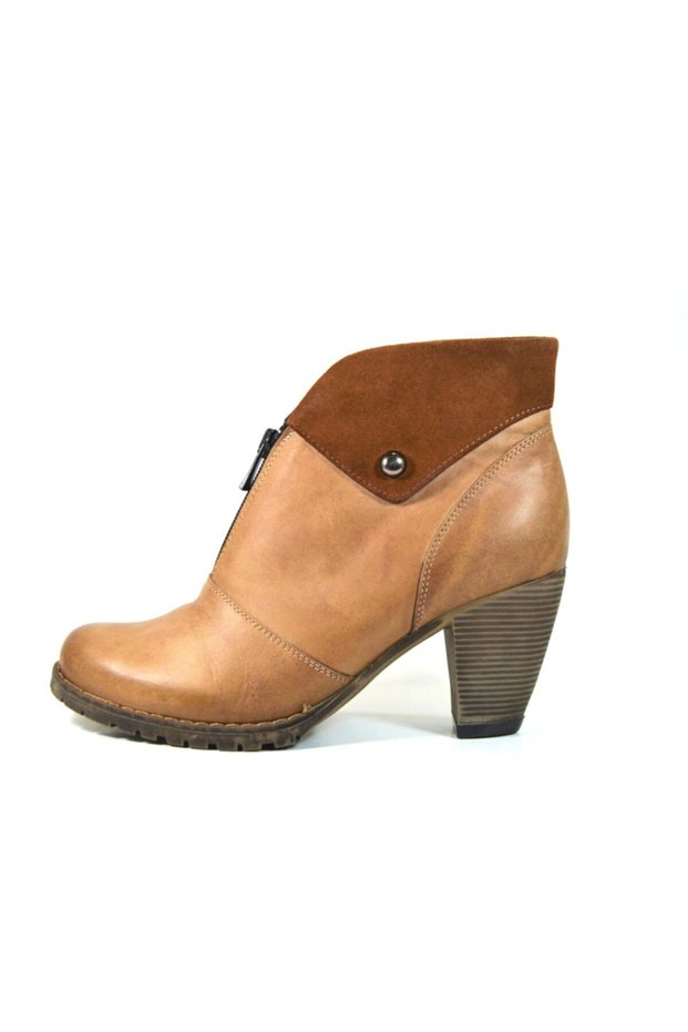 102 Genuine Natural Leather Mink Thick Heeled Women's Boots
