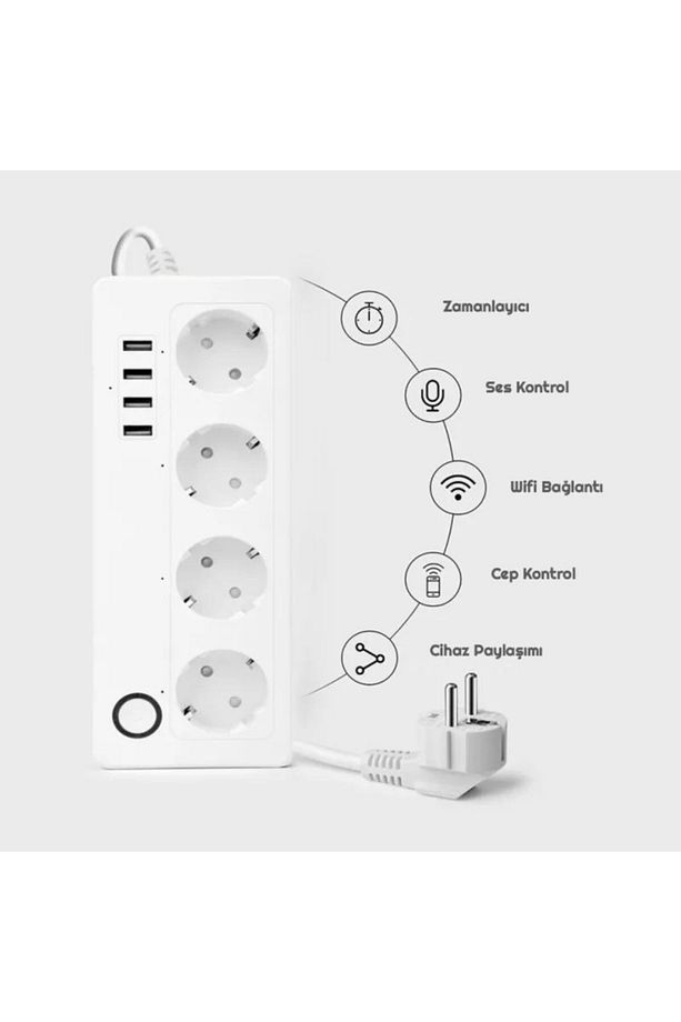 Akıllı Wifi Uzatma Kablolu 4lü Priz 4 Port Usb Hızlı Şarj - 2