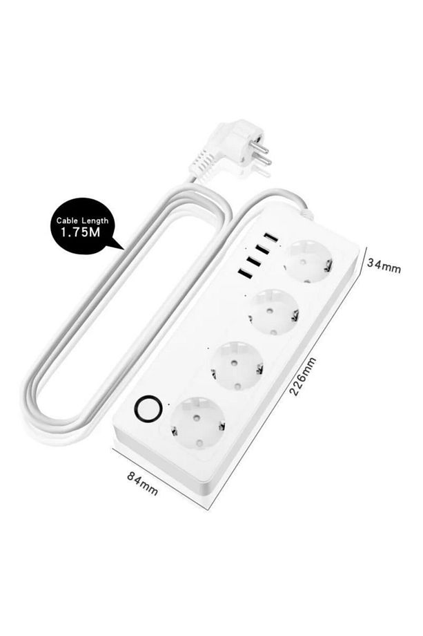 Akıllı Wifi Uzatma Kablolu 4lü Priz 4 Port Usb Hızlı Şarj - 7