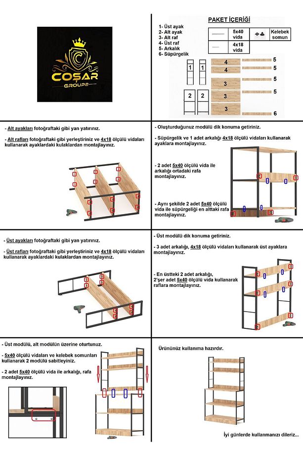 Mutfak Standı Bazalı 5 Raflı Kahve Köşesi Mutfak Rafı Mutfak Bangosu Çam - 7