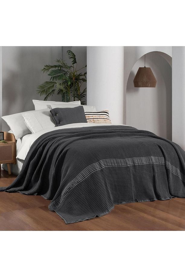 Polendia Gri Tek Kişilik %100 Pamuk Yatak Örtüsü 160*200 cm - 1