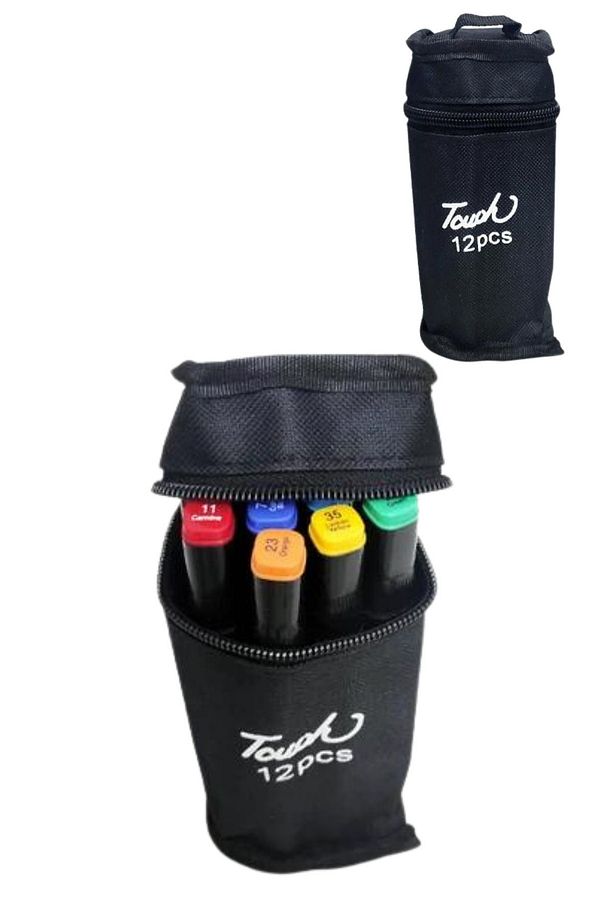 12 Adet Çift Taraflı Touch Marker Kalem Seti Çantalı - 4
