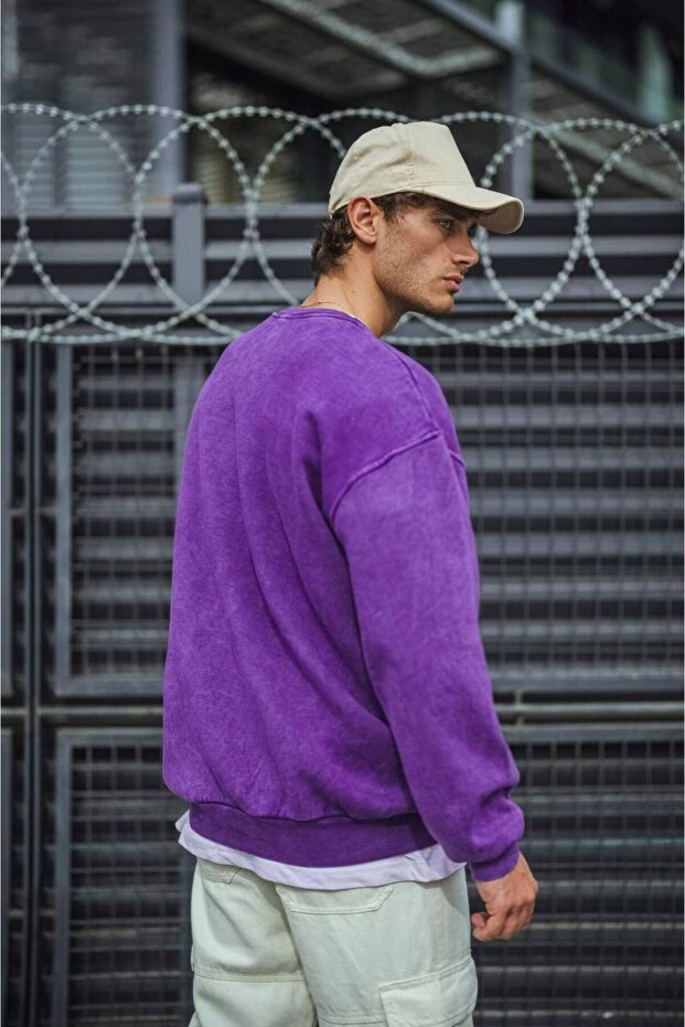 Kar Yıkamalı Oversize Unisex Sweatshirt - 2