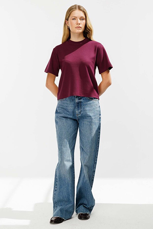 Pamuklu Basic Vişne Tshirt - 4