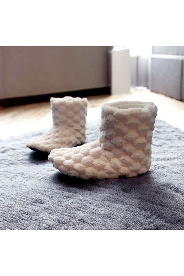 Ortopedik Yumuşacık Kışlık Peluş Hafif Taban Ev botu,Pandufu - 6