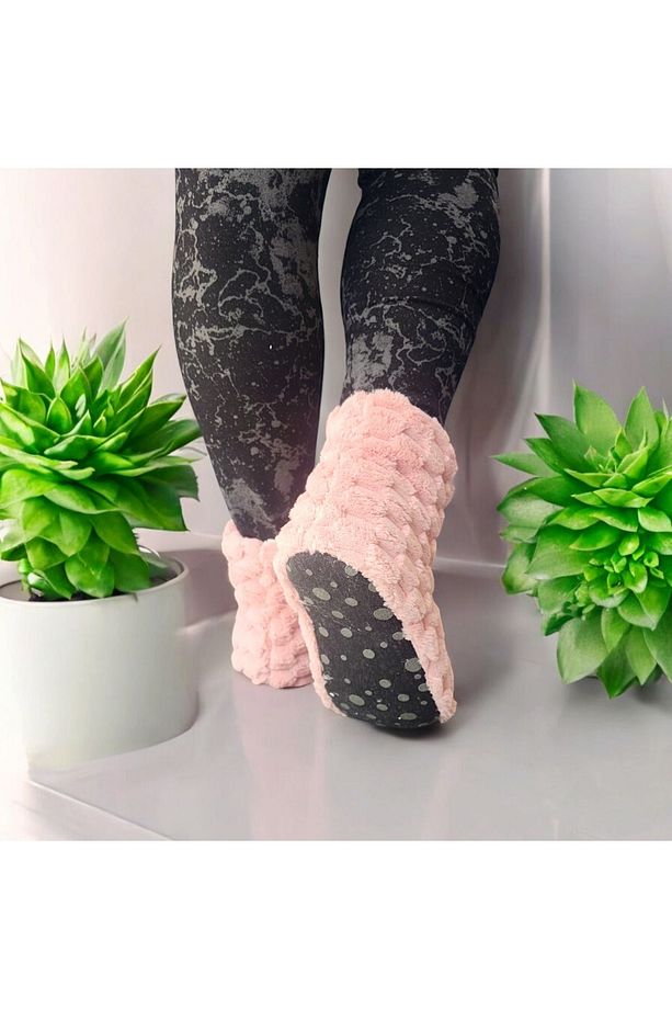 Ortopedik Yumuşacık Kışlık Peluş Hafif Taban Ev botu,Pandufu - 3