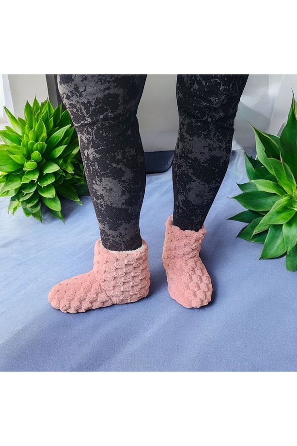 Ortopedik Yumuşacık Kışlık Peluş Hafif Taban Ev botu,Pandufu - 4