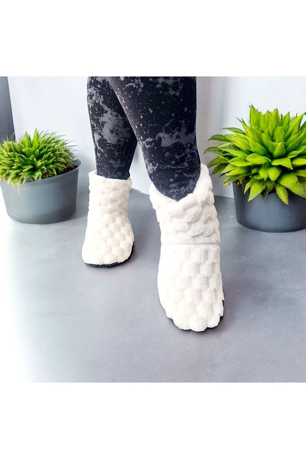 Ortopedik Yumuşacık Kışlık Peluş Hafif Taban Ev botu,Pandufu - 4