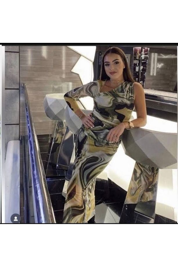 Allbucks Zara, Asimetrik Tek Kol Astarlı Desenli Bluz Abzr0035 - 4