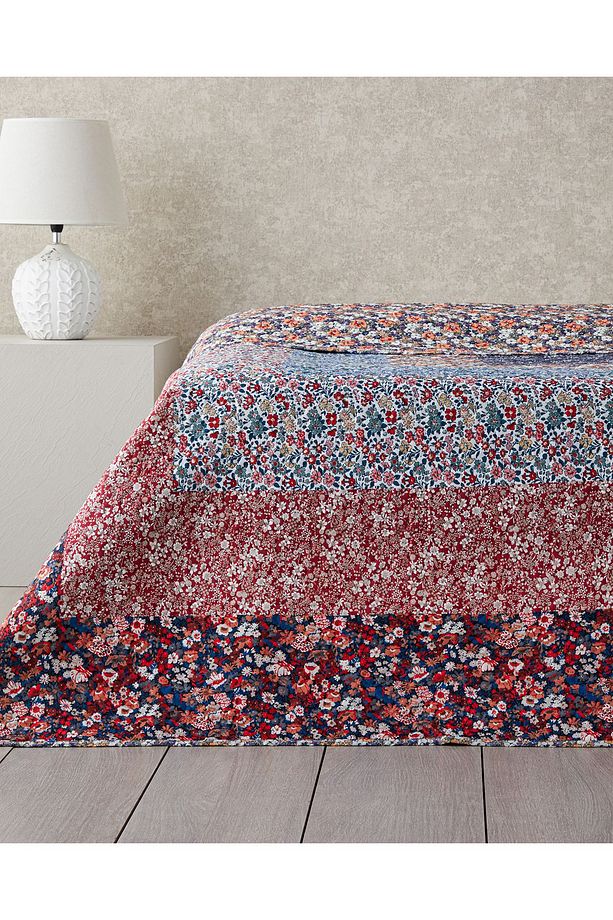 Fanciful Patchwork Tek Kişilik Çok Amaçlı Örtü Bordo - 3
