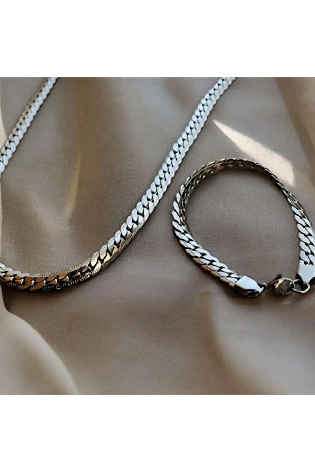 Çelik Snake kolye bileklik set