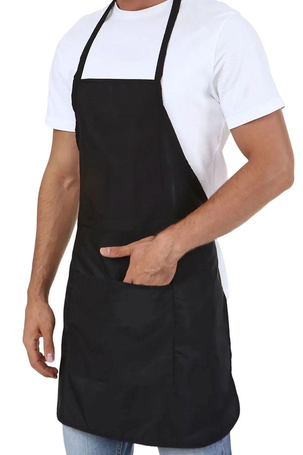 Mutfak Önlüğü Berber Önlüğü Baskısız Siyah Kaliteli Kumaş Apron Önlük Baskısız A1000 - 1