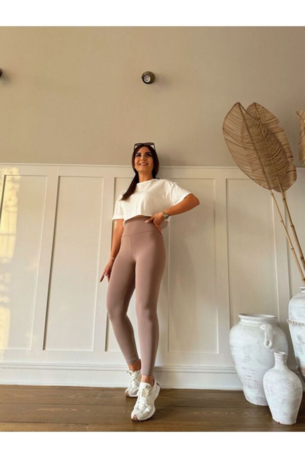 Mink High Waist Elastic Waist Recovery Not Showing Inside Knitted Diving Fitness Leggings
