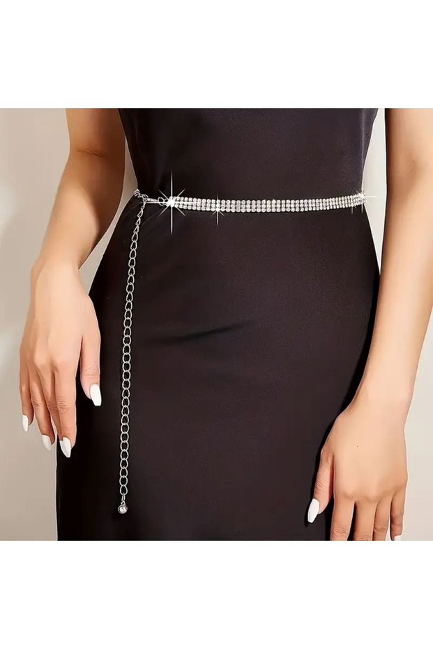 3 Rows Crystal Jewelled Waterway Belt, Dress Belt, Jewelled Belt, Evening Dress Belt, Stylish Belt