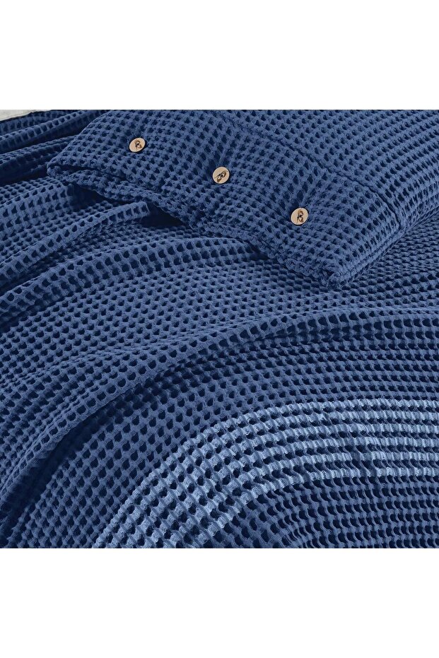 Polendia Mavi Tek Kişilik   Pamuk Yatak Örtüsü 160*200 cm - 3