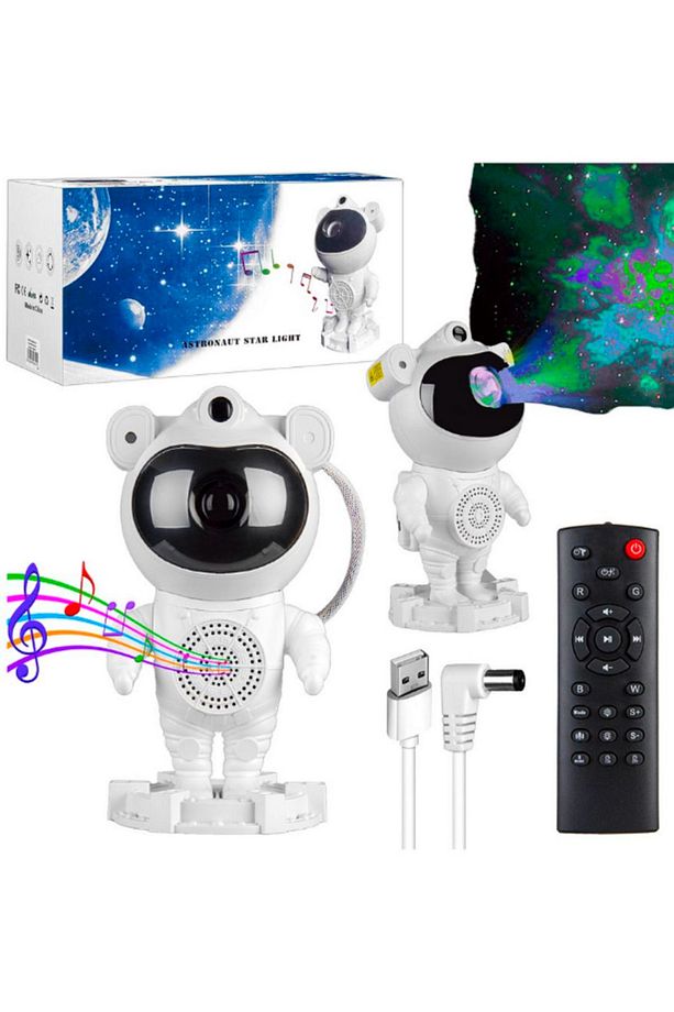 Bluetooth Hoparlör Astronot Nebula Projeksiyon Zamanlayıcı Galaxy Gökyüzü LED Masa ve Gece Lambası - 6
