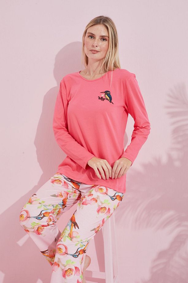 narçiçeği çokrenkli Pamuklu Örme Pijama Takım 24240168 - 1