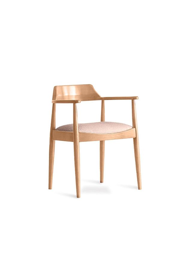 Lines Krem İskandinav Natural Ahşap Bohem Sandalye - 6