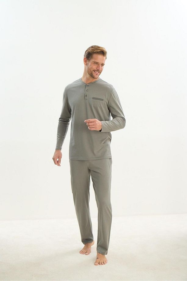 Erkek Uzun Kol Yeşil Pijama Takım C8T2N5O9 - 4