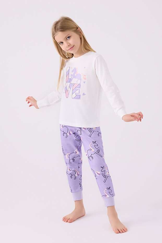 Unıcorn Desenli Kız Çocuk Pijama Takım - 1
