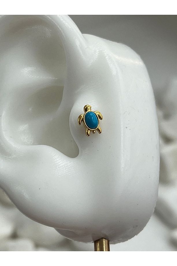 Kaplumbağa Deniz Mavi Tragus Piercing Conch Kulak Memesi Dudak Flat Kıkırdak Forward Helix Piercing - 5