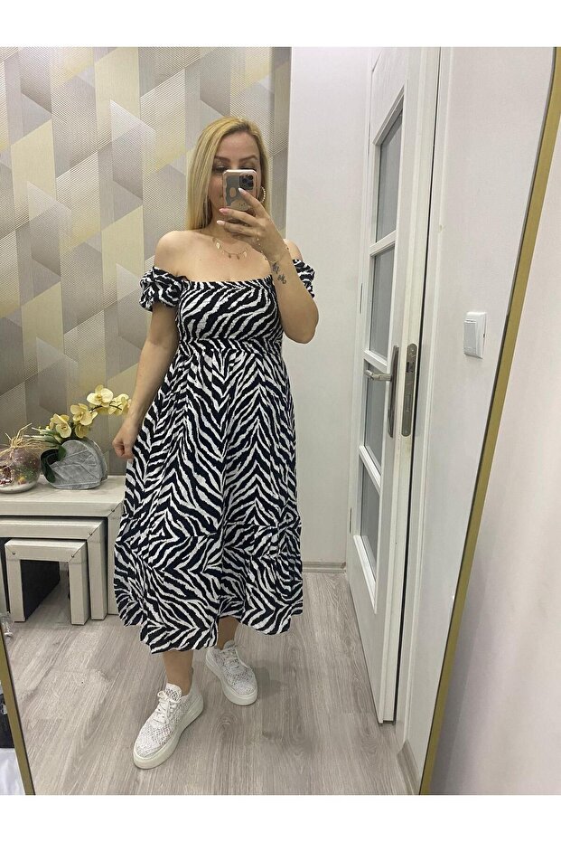 Dokuma Lastikli Elbise Zebra - 1
