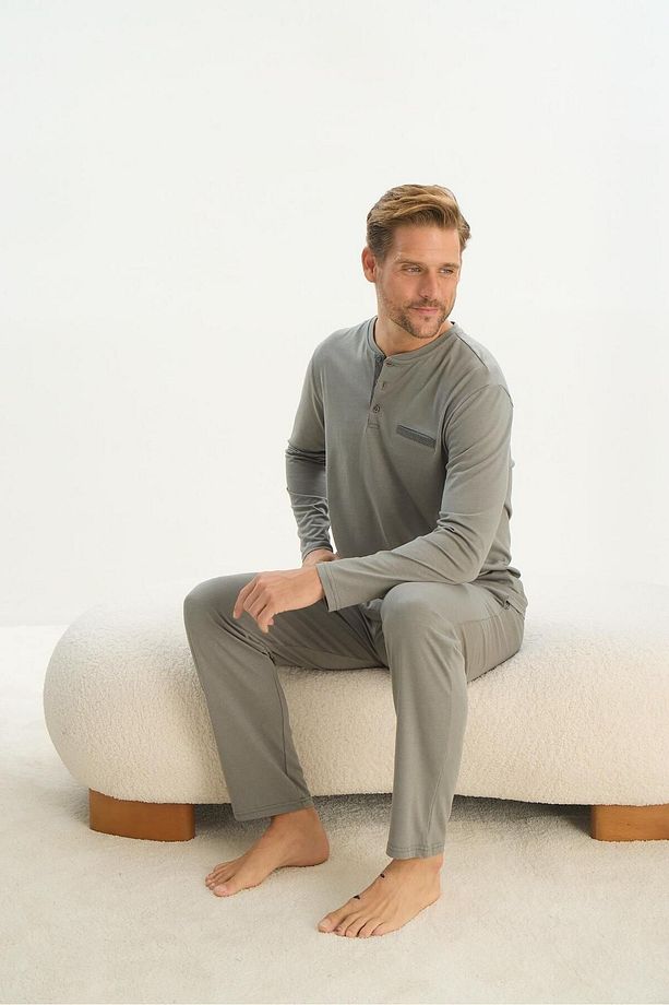 Erkek Uzun Kol Yeşil Pijama Takım C8T2N5O9 - 1
