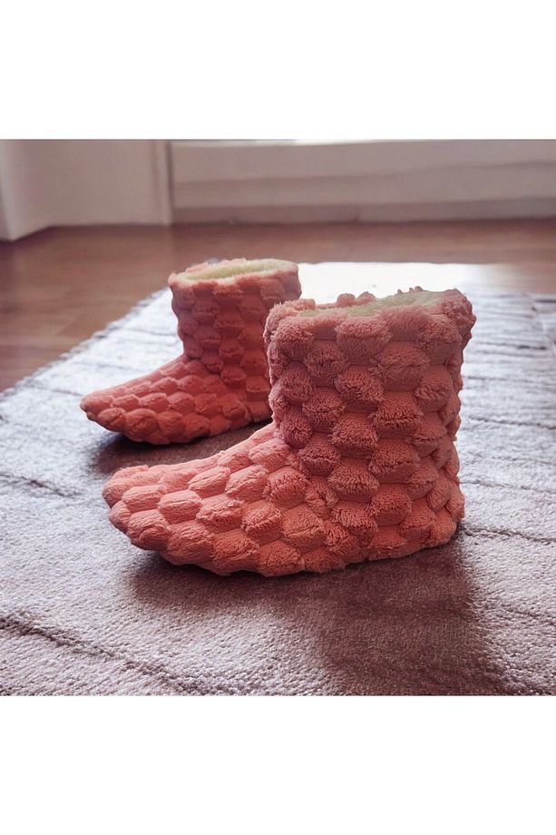Ortopedik Yumuşacık Kışlık Peluş Hafif Taban Ev botu,Pandufu - 7