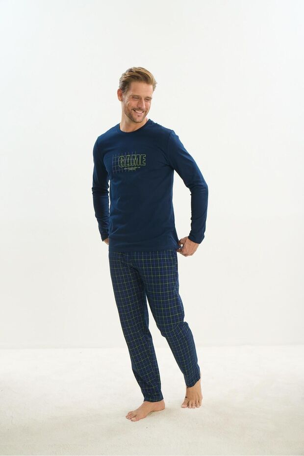 Erkek Uzun Kol Lacivert Pijama Takım C6T1N4O9 - 3