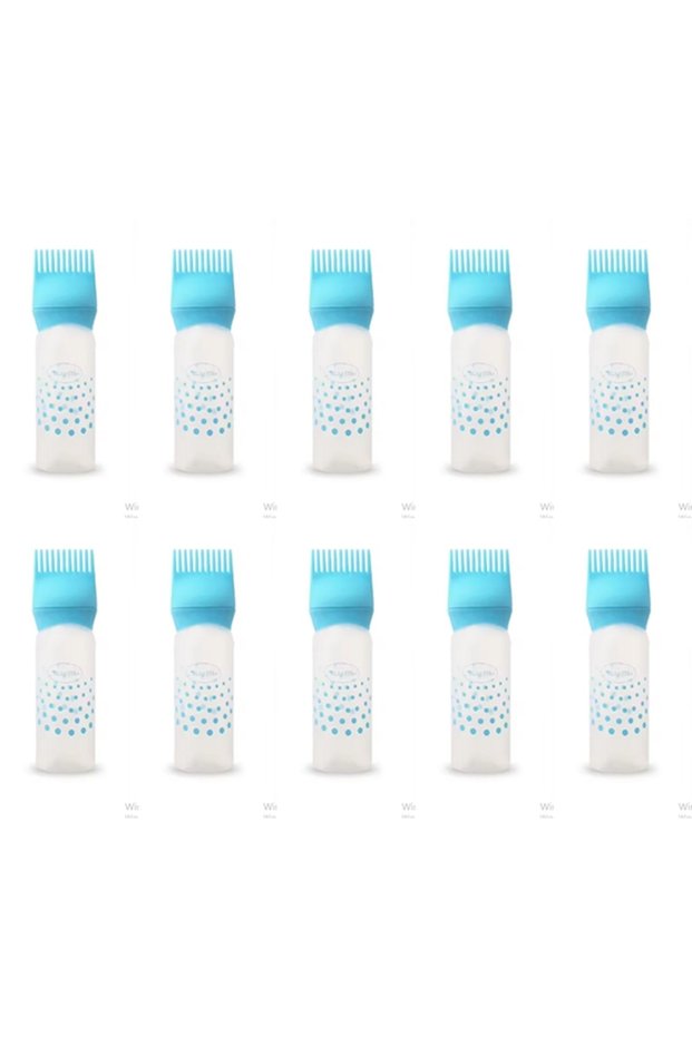 10Pcs Blue Color Easy to Use Scalloped Hair Coloring and Hair Care Oil Application Applicator Bottle