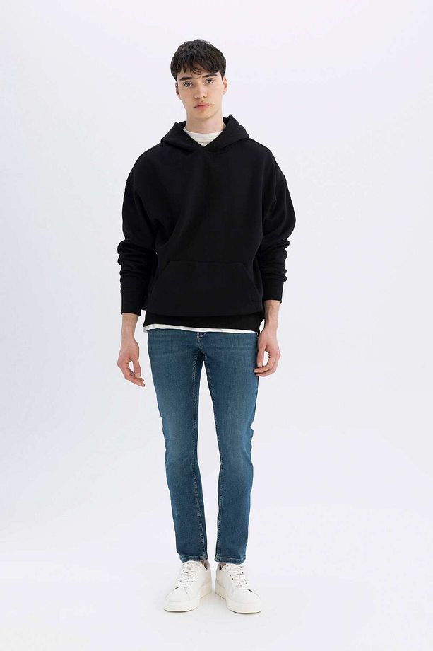 Oversize Geniş Kalıp Kapüşonlu Kanguru Cepli Basic Düz Sweatshirt A4331ax24au - 2