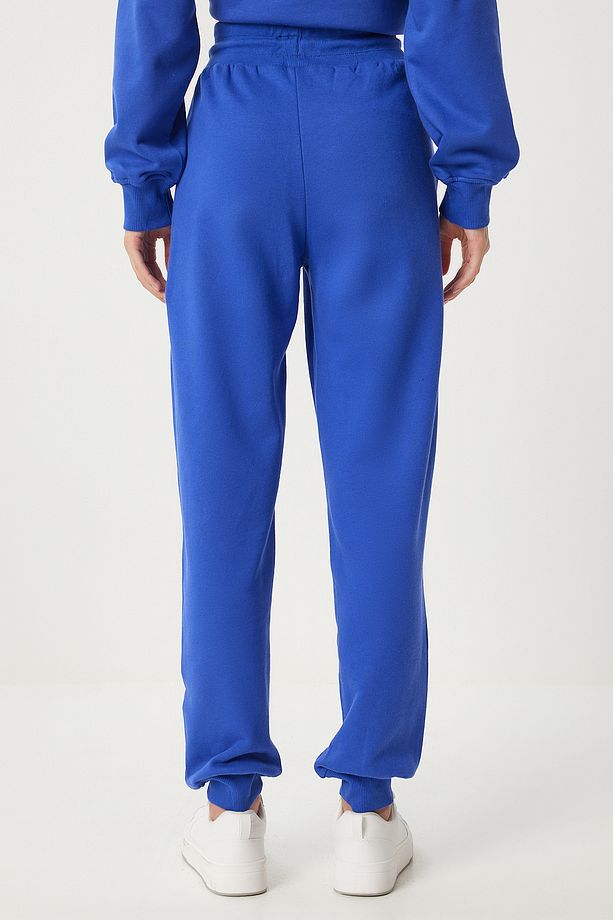 Kadın Mavi Kapüşonlu Sweatshirt Jogger Oversize Örme Eşofman Takımı PYS0027 - 8