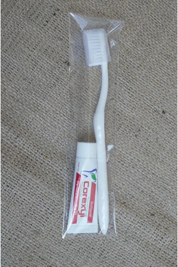 500 Pieces of Toothbrush Set with Lid Hotel Type Toothbrush and 10 gr Toothpaste 2 Pack