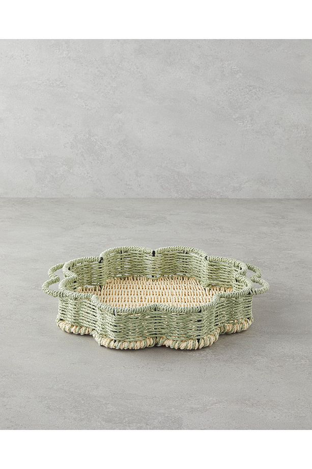 Flore Kağıt İp Dekoratif Tepsi 30x5 cm Natural - 2