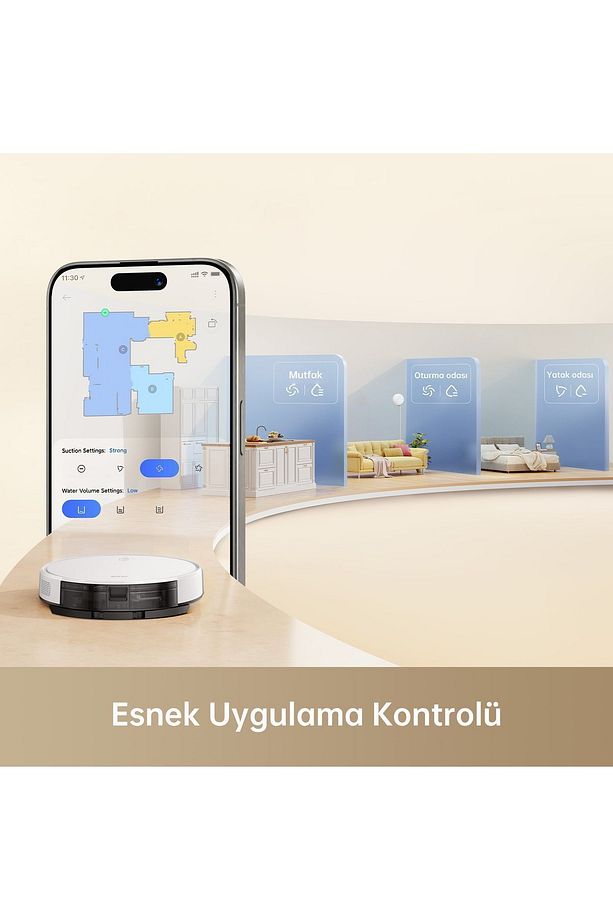 Mova M1 Robot Süpürge Ve Paspas, 4,500pa Güçlü Emiş, Kompakt Gövde, Sabit Lazer Navigasyonu - 7