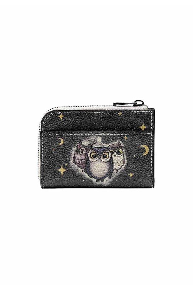 Women's Navy Blue Wallet - Owls Family Design
