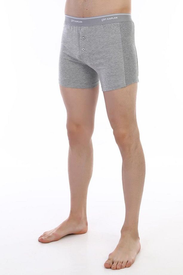 Erkek Elastanlı Biyeli Gri Melanj Boxer Şort 0880 - 4