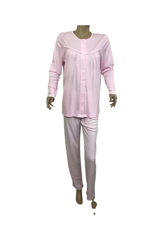 Nena Women's Open Front Pajama Set-14270 Pink