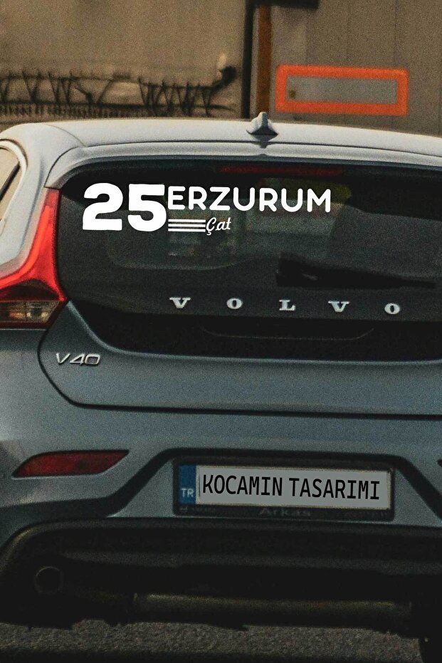 Erzurum White Car Sticker - 25 License Plate Coded, Roof County Writing, Special Design, 40X8 cm