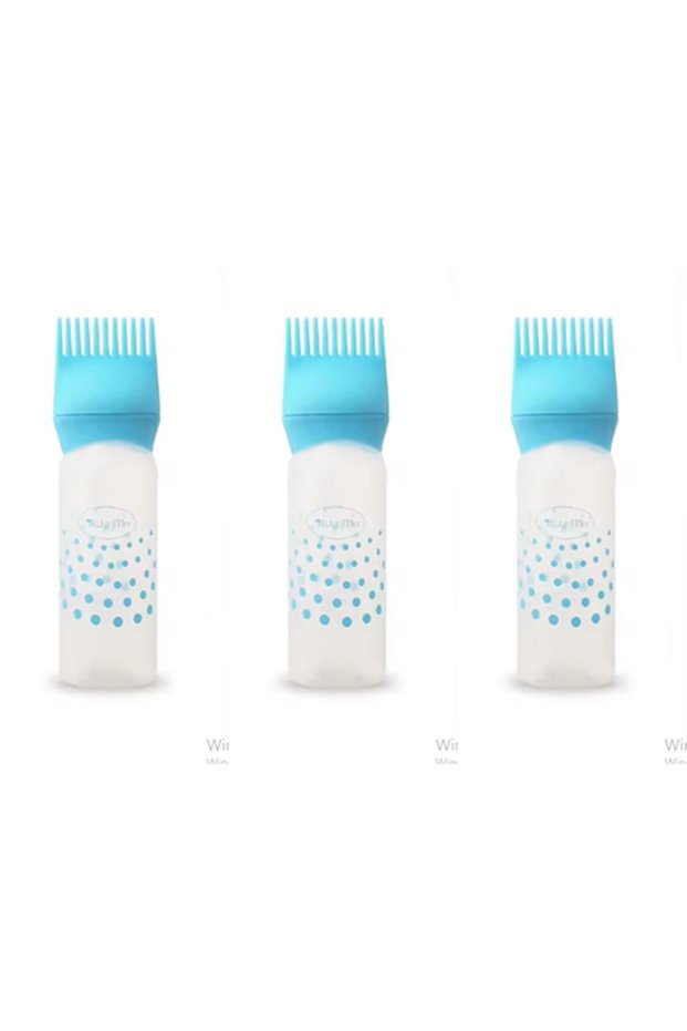 3Pcs Blue Color Easy to Use Scalloped Hair Coloring and Hair Care Oil Application Applicator Bottle