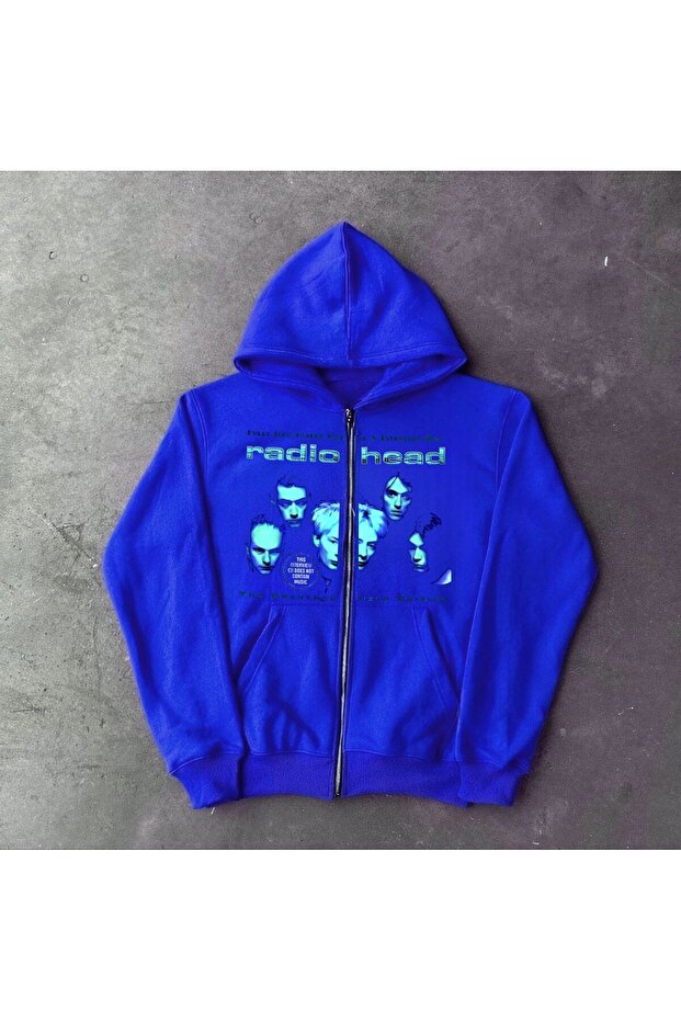 Blue Radiohead Jacket Unisex Regular Fit Straight Cut Unisex Printed