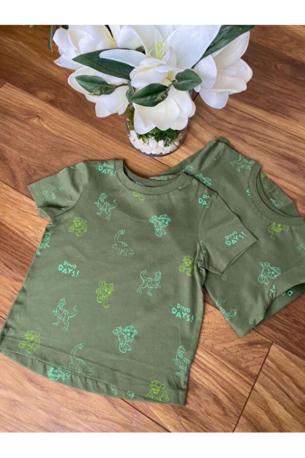 Aden Paw Oil Dinosaur Printed Boys' T-Shirt