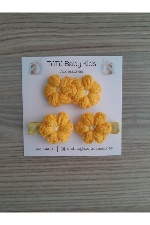3-Piece Daisy Knitted Set, Big Sister and Sister Combination, Hairless Baby Buckle, Baby & Girl & Child Snap Buckle