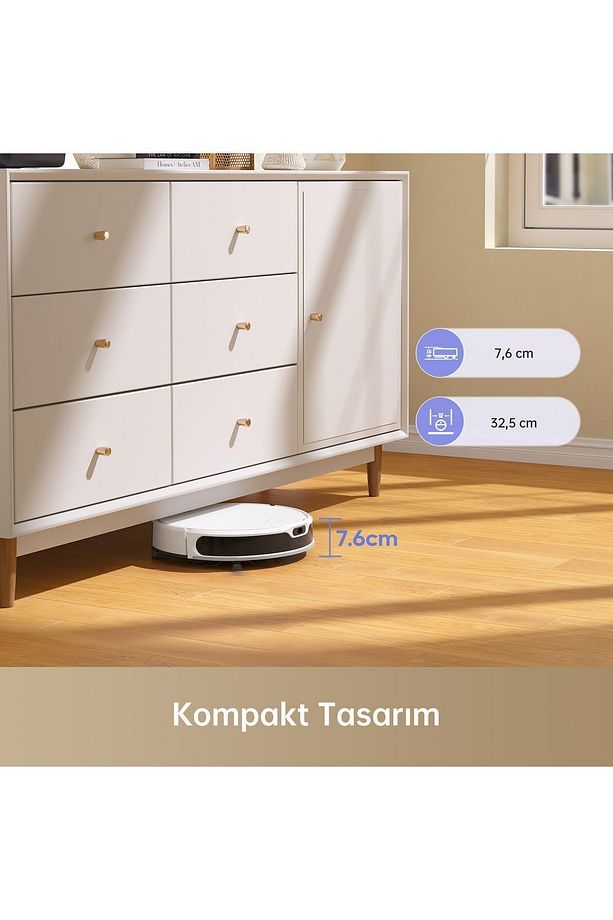 Mova M1 Robot Süpürge Ve Paspas, 4,500pa Güçlü Emiş, Kompakt Gövde, Sabit Lazer Navigasyonu - 5