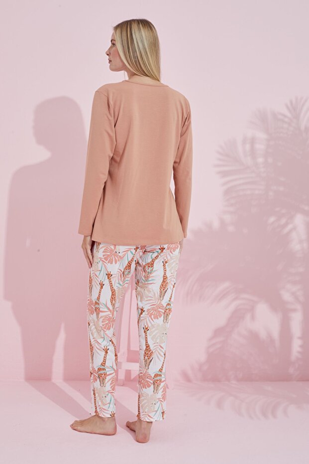 pudra çokrenkli Pamuklu Örme Pijama Takım 24240189 - 3