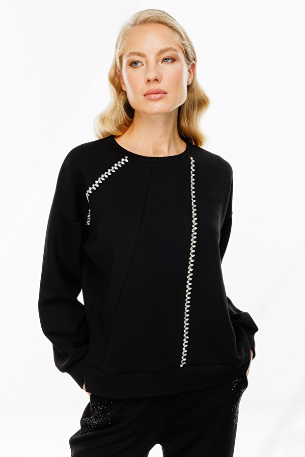 Şerit Taşlı Sweat - 3