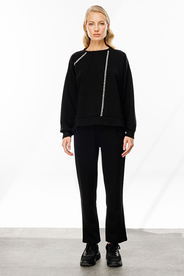 Şerit Taşlı Sweat - 4