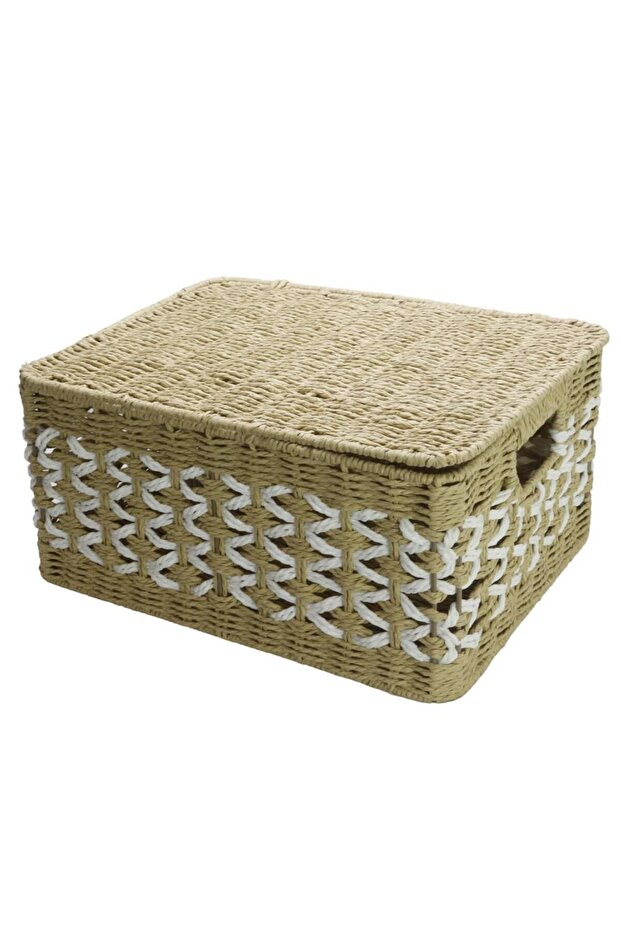 Rectangular Basket - Decorative, Durable and Wicker Lid, Multi-Purpose, Large Size (L) - 2