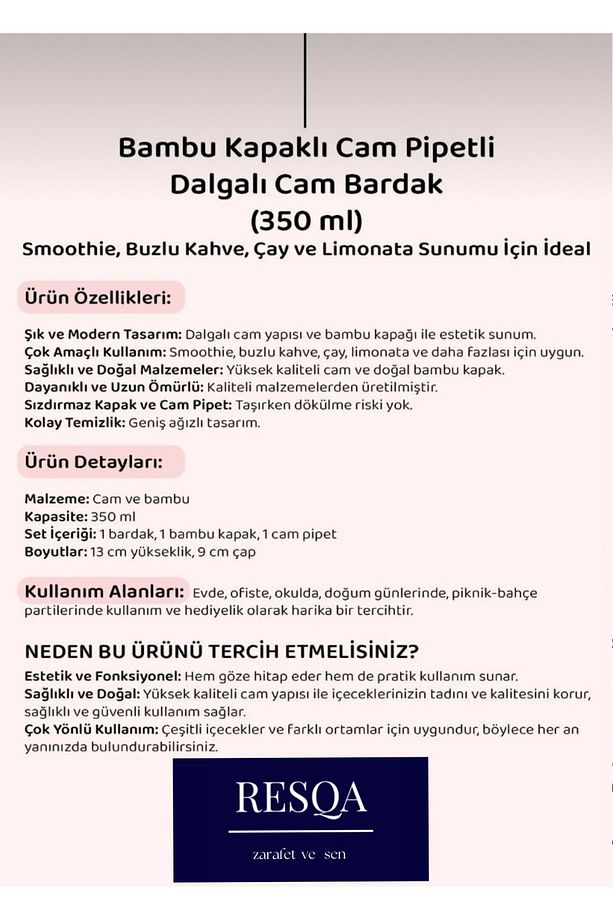 Bambu Kapaklı Cam Pipetli Cam Bardak 350 ml Smoothie Kokteyl Kahve Çay Limonata Soğuk Kahve Bardağı - 7