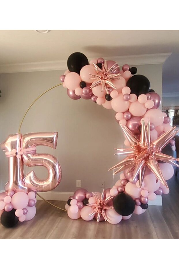 Pink Black Balloon Chain Set of 100